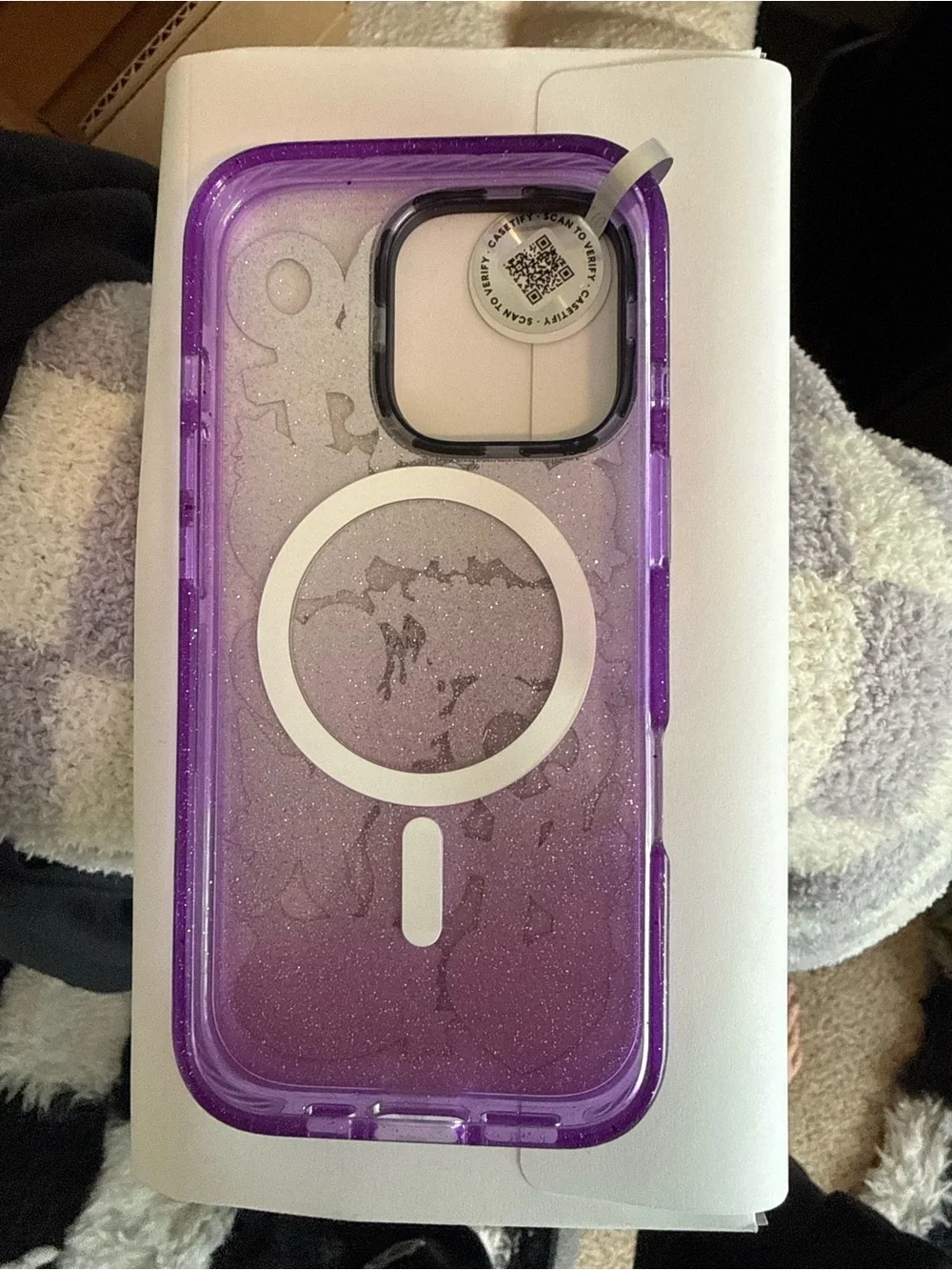Casetify Purple ombre,glitter Feminist Sticker Phone Case for iPhone 16 Pro